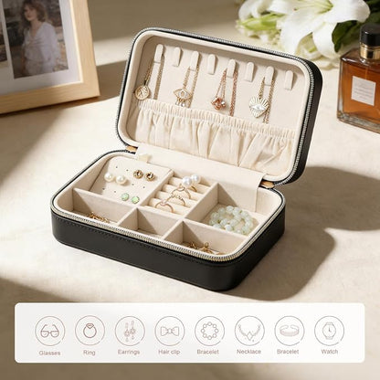 Portable Jewelry Organizer for Travel Compact Leather Jewelry Box - Image 6