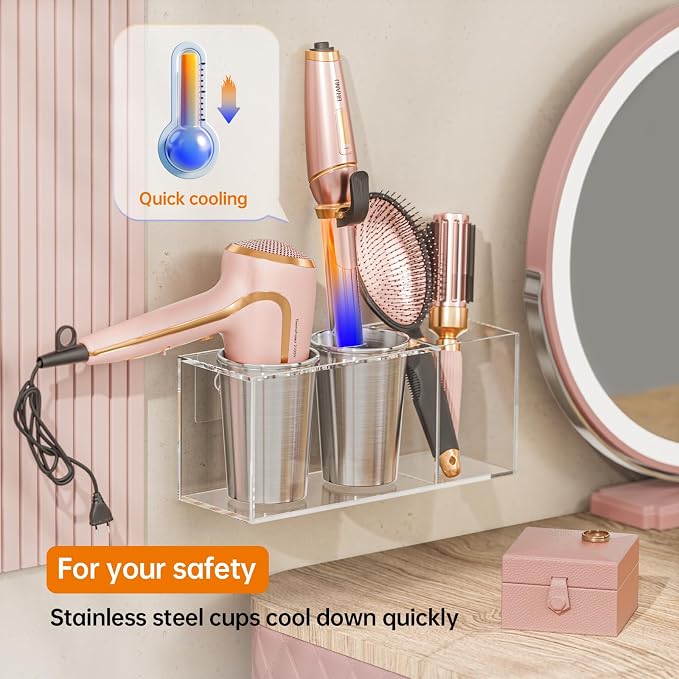 Hair Tool Organizer Acrylic: Hair Dryer Holder Wall Mount - Image 2