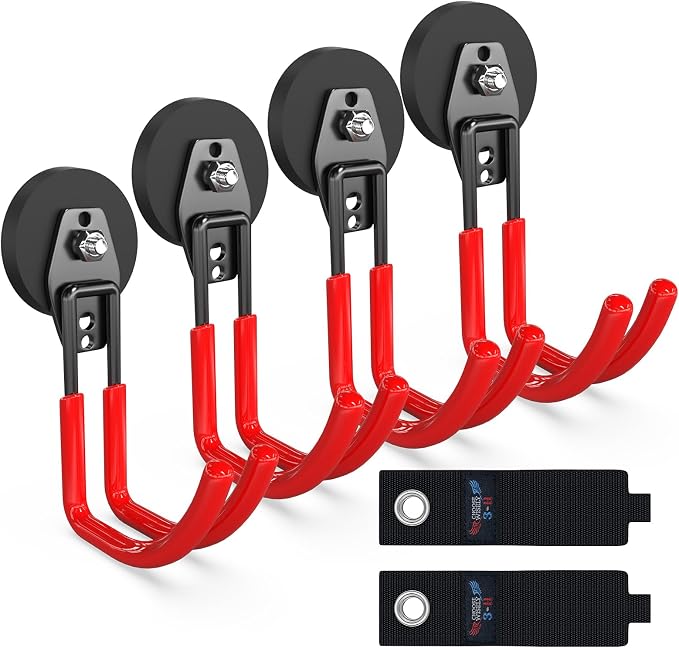 3-H Heavy Duty Magnet Garage Hooks 4 Pack, J Shape Strong Magnetic Hooks by 3-H