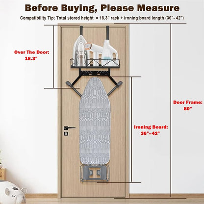 Ironing Board Hanger, Metal Over The Door or Wall Mounted Ironing Board Caddy - Image 3