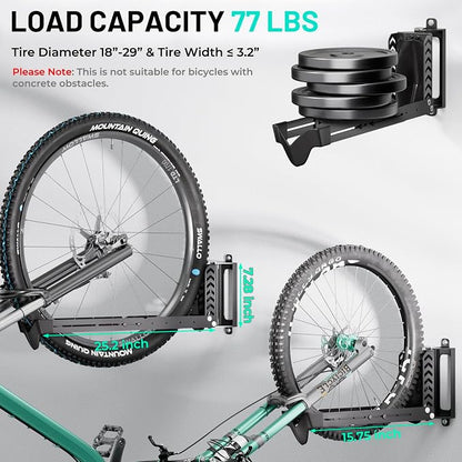 2-Pack Swivel Bike Rack Wall Mount, Bike Hangers - Image 2