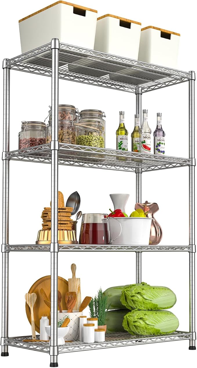 4- Shelf Storage Shelves Metal Shelving Unit Adjustable 4 Tier Wire Shelving by HeavyDutyStorageShelves