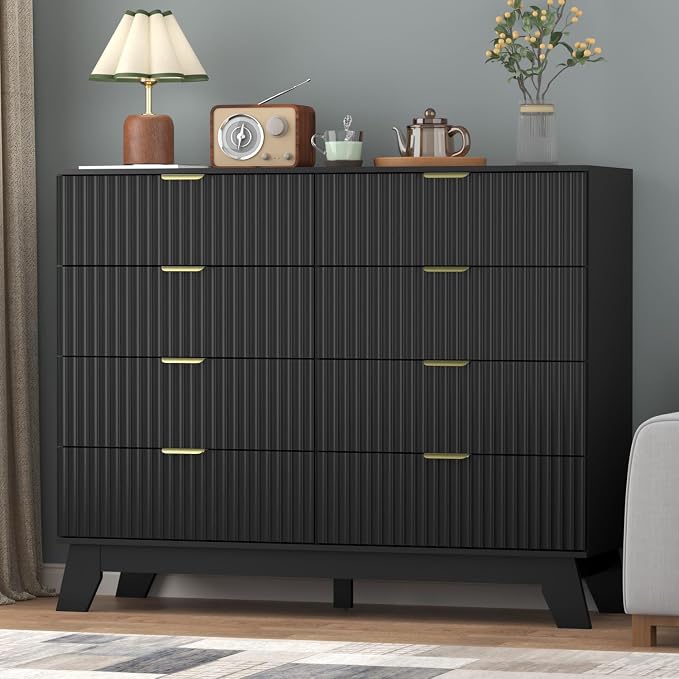Fluted Dresser for Bedroom, 8 Drawer Dresser for Closet, Storage Cabinet and - Image 5