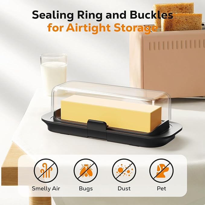 Butter Dish with Lid for Countertop and Refrigerator Door Shelf, Airtight - Image 5