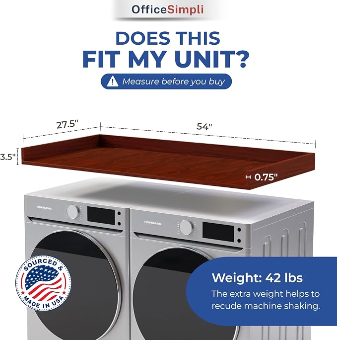 OfficeSimpli Washer Dryer Countertop, Made in USA, Non-Slip Pads, Laundry Room - Image 2