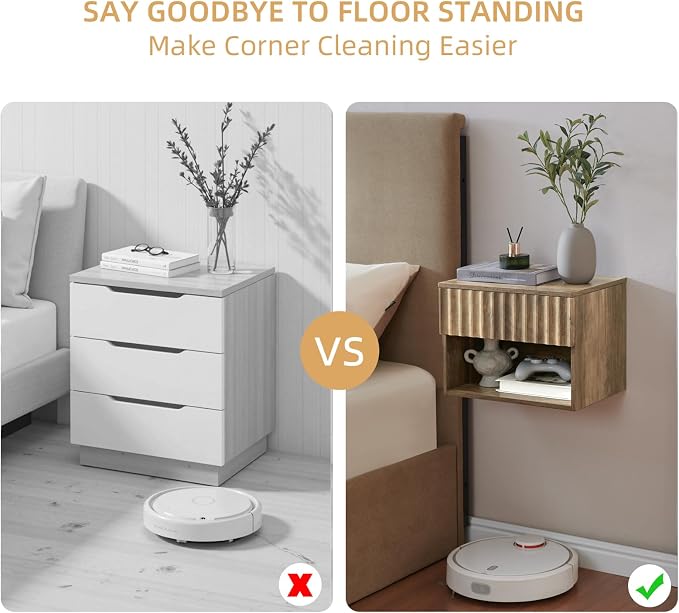 Floating Nightstand with Fluted Drawer - Image 3