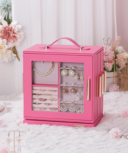 Homde Christmas Gifts Jewelry Box 360° Rotating, Necklace Earring Organizer - Image 2
