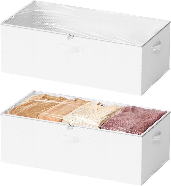 SpaceAid 2 Pack 10" High Under Bed Storage Containers, Large Underbed Storage by SpaceAid