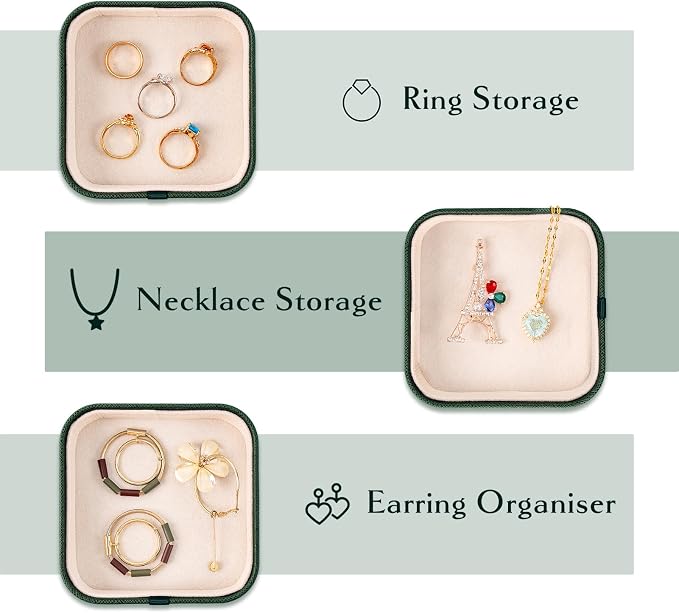 SANQIANWAN Set of 3 Small Stackable Jewelry Organizer Trays Mini Jewelry Drawer - Image 3