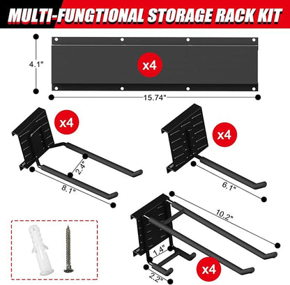 64 Inches Garage Organization, Wall Mount Garden Tool Organizer, 880lbs - Image 3