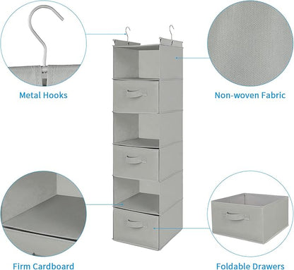 MAX Houser 6 Tier Shelf Hanging Closet Organizer, Closet Hanging Shelf - Image 4