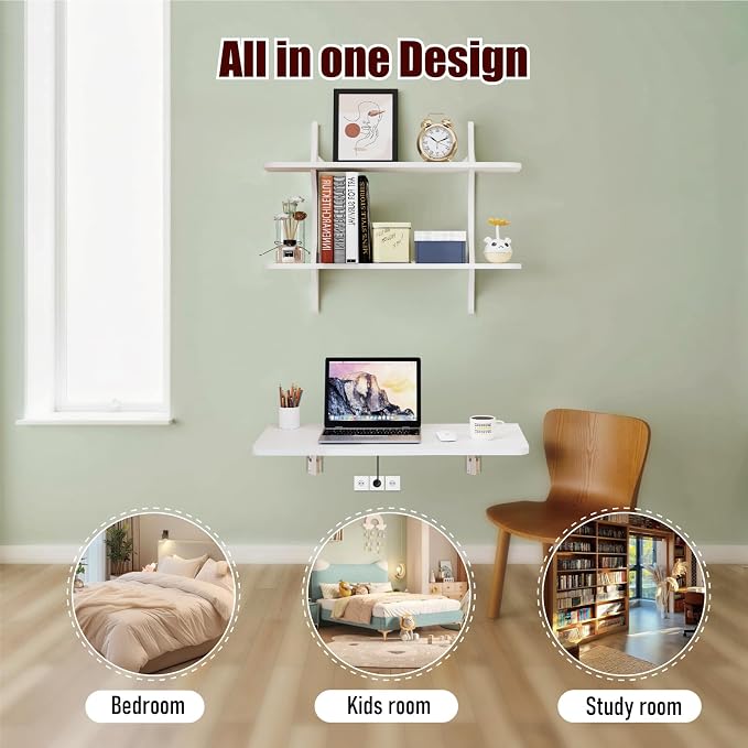 Pmnianhua Wall Mounted Folding Table, Foldable Drop Leaf Table, Wall Mount Fold - Image 5