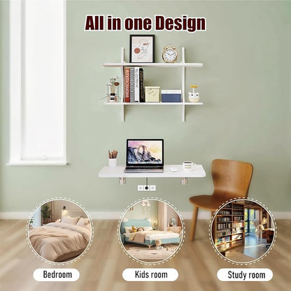 Pmnianhua Wall Mounted Folding Table, Foldable Drop Leaf Table, Wall Mount Fold - Image 5