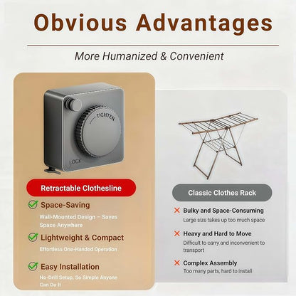 Retractable Clothesline Indoor & Outdoor – 16.8 Ft Non-Sagging Heavy-Duty - Image 3