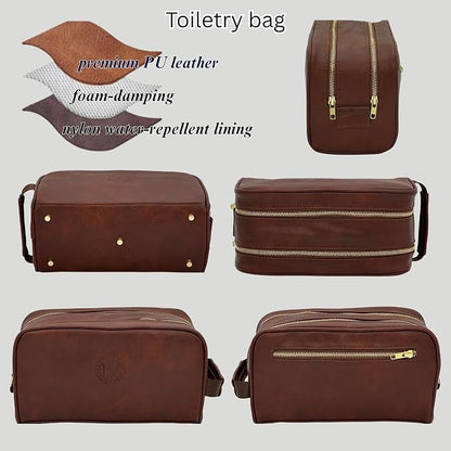Dopp Gift Large Travel Toiletry Bag Premium Quality PU Leather Two compartments - Image 5
