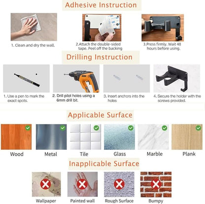 Hair Dryer Holder, Hair Dryer Holder Wall Mounted Self Adhesive Hairdryer - Image 9
