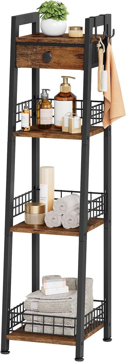 4-Tier Narrow Bathroom Table Ladder Shelf by Gewudraw