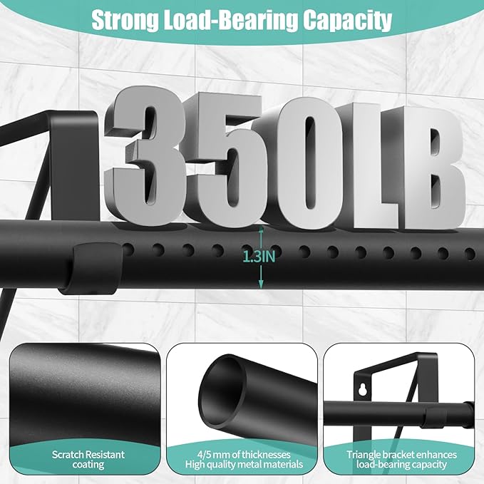 1.3 Inches Closet Rod, 17 to 87 Inch Clothes Rods Heavy Duty Closet Pole - Image 4