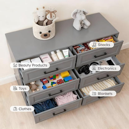 Farmhouse Dresser for Bedroom, 6 Drawer Dresser - Image 3
