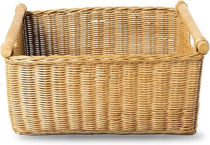 The Basket Lady Pole Handle Wicker Storage Basket, Extra Large, 20 in L x 16 in - Image 3