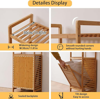 Laundry Hamper with 3 Tier Shelves & Tilt Out Basket, Laundry Baskets Organizer - Image 6