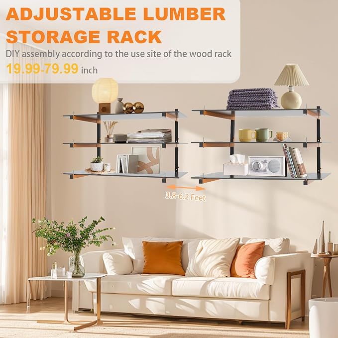Lumber Rack Wall Mount, Heavy Duty Wood Storage Racks, 3-Level System Garage - Image 5