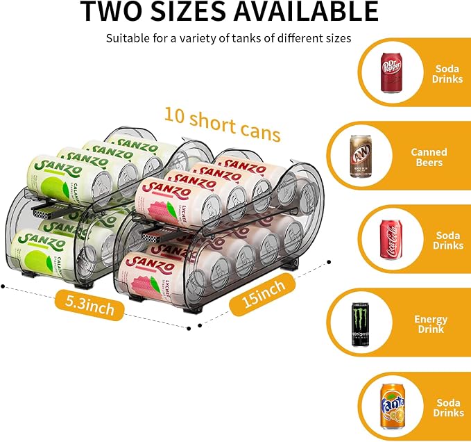 Drink Organizer for Fridge, Soda Can Organizer Dispenser for Refrigerator - Image 2