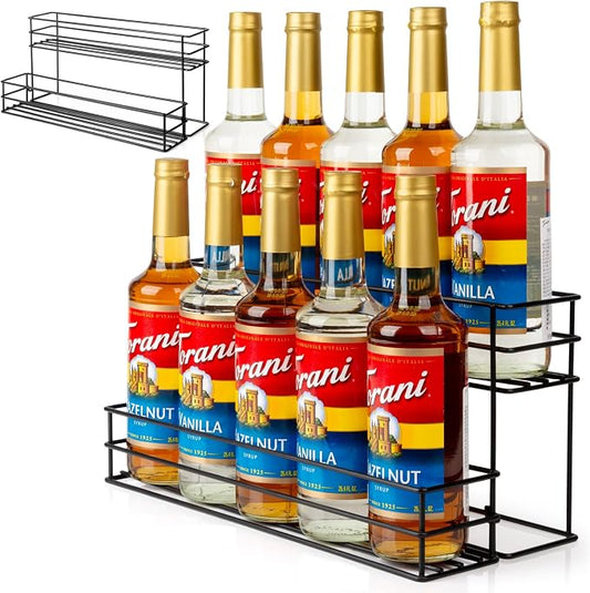 10 Bottle Capacity Coffee Syrup Organizer 2 Tier Coffee Syrup Stand Shelf by kimilus