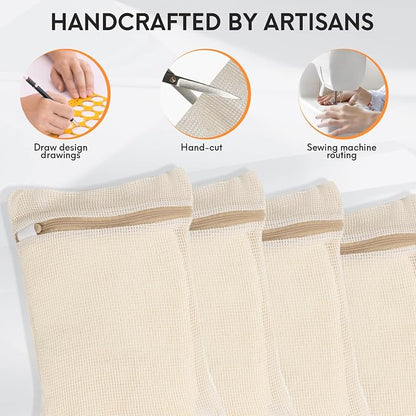 4 Piece Small, Durable Organic Cotton Mesh Laundry Bag - Image 3