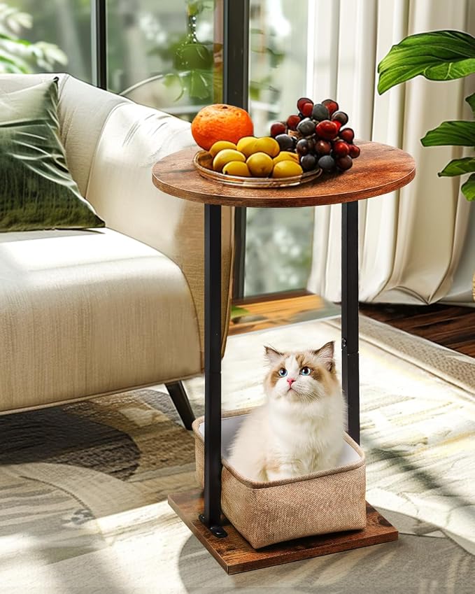 Eufrozy Small Side Table for Small Spaces, 24 inch Wooden Round End Table - Image 8