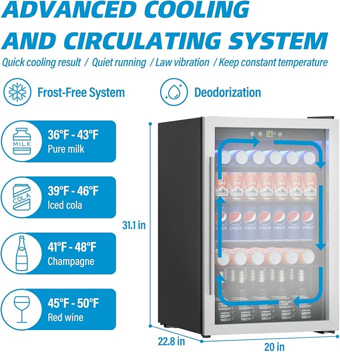 4.5 Cubic Feet Mini Fridge, 145 Can Freestanding Beverage Refrigerator - Image 4