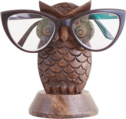 Stocking Stuffers Wooden Owl Glasses Holder Night Stand Reading Eyeglass by EximiousIndia