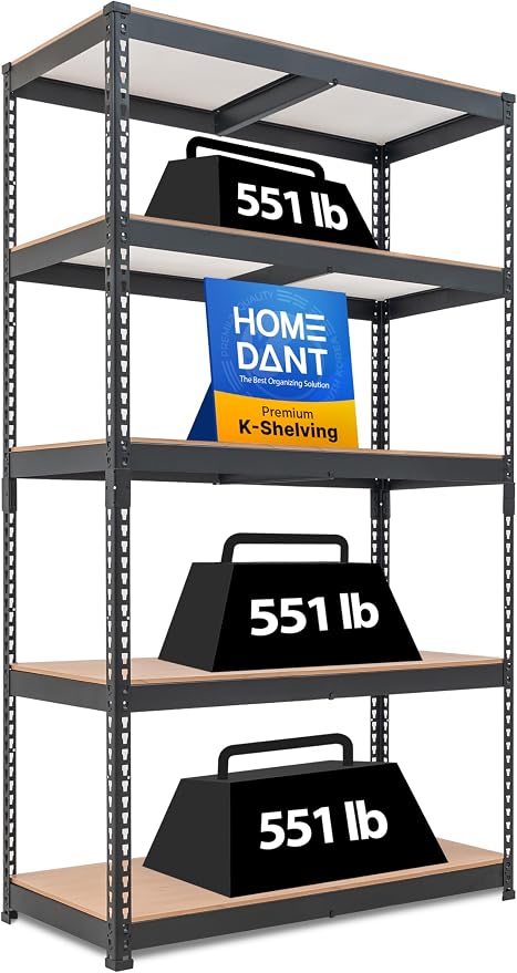 HOMEDANT 5-Tier Laminated Boltless Heavy Duty Metal Shelving Unit Adjustable by TheBestOrganizingSolution