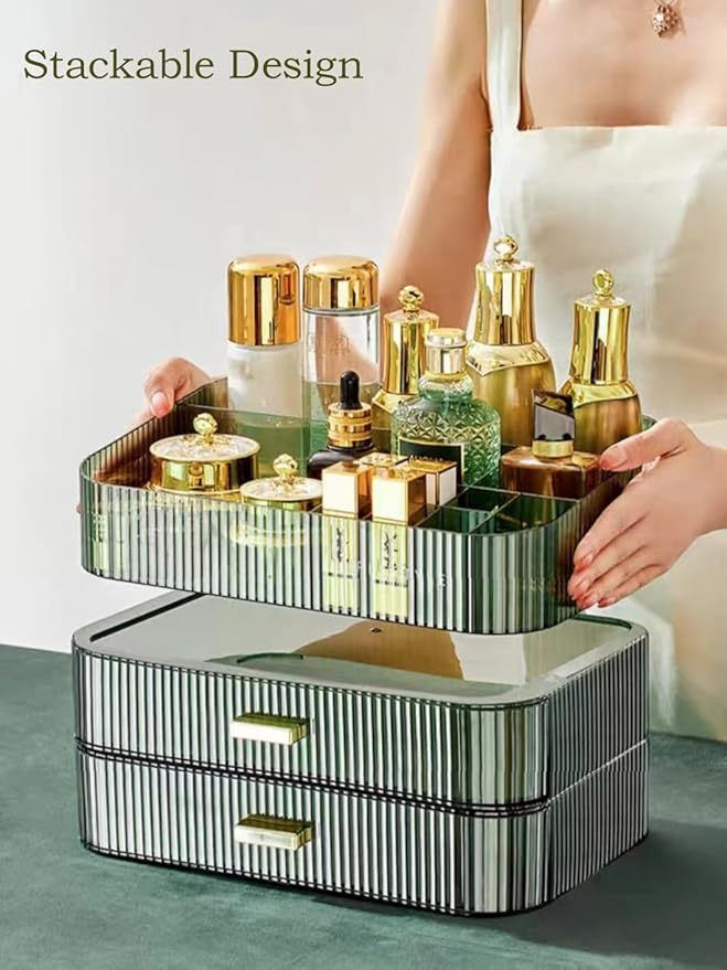 MIUOPUR Makeup Organizer with Stackable Drawers, Bathroom Vanity Organizers and - Image 5
