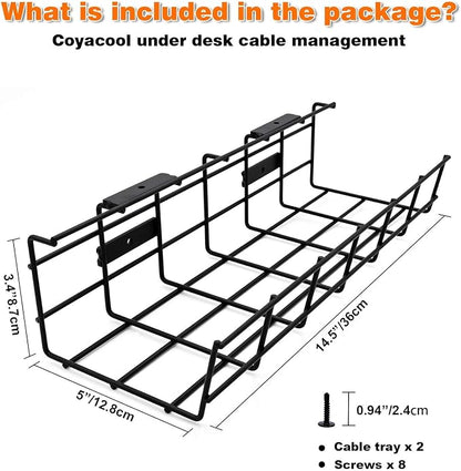 Under Desk Cable Management- 2 Pack Cord Organizer. Metal Wire Cable Management - Image 5