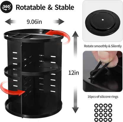 360 Rotating Makeup Organizer, DIY Adjustable Spinning Holder, Foldable - Image 4