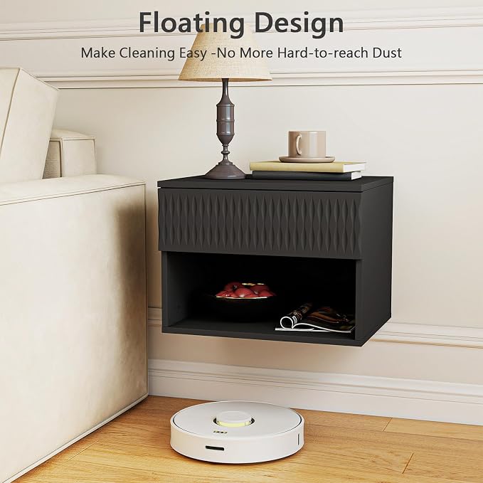 Vibe & Dine Floating Nightstand Set of 2, Wall Mounted Night Stand - Image 5