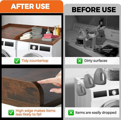 Washer Dryer Countertop, Wooden Laundry Countertop Set of 2 Dryer Storage Shelf - Image 4