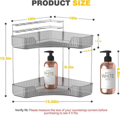 2-Tier Corner Bathroom Counter Organizer - Image 2