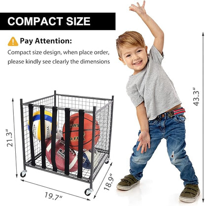 Mythinglogic Rolling Sports Ball Storage Cart, Sports Lockable Ball Storage - Image 7