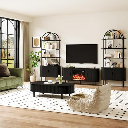 BREEZEHEAT 71" Tall Fluted Arched Bookshelf, Modern Bookshelf - Image 7