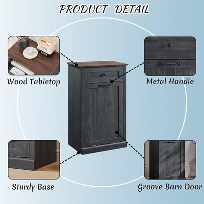Tilt Out Laundry Hamper Cabinet, 10 Gallon Farmhouse Trash Can Cabinet - Image 5