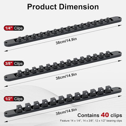 FivePears 3PCS 360° Socket Organizer Twist Lock, 3/8 1/4 1/2 Socket Storage - Image 2