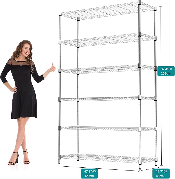 6 Tiers Shelf 2100 lbs Steel Storage Shelving Utility Shelving Unit Steel - Image 2