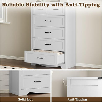 Tall 6-Drawer Dresser for Bedroom, Modern Wooden Chest of Drawers - Image 6