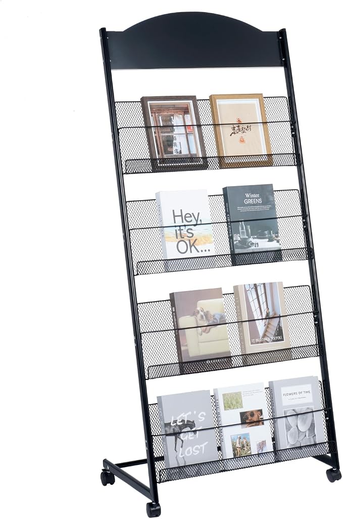 lesolar Floor-Standing Magazine Rack 4-tier Newspaper Holder Book Display Shelf by lesolar