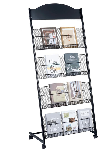lesolar Floor-Standing Magazine Rack 4-tier Newspaper Holder Book Display Shelf by lesolar