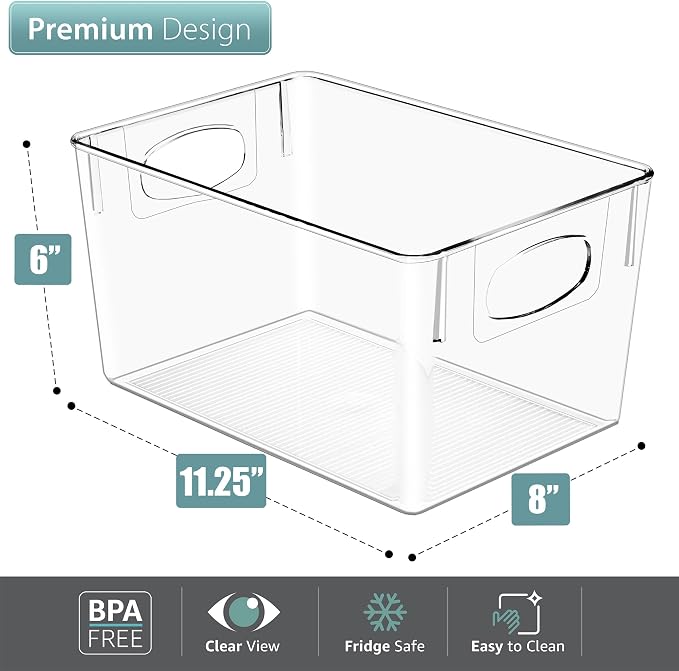 Sorbus 2 Pack Large Clear Plastic Storage Bins, Refrigerator, Under Sink - Image 3