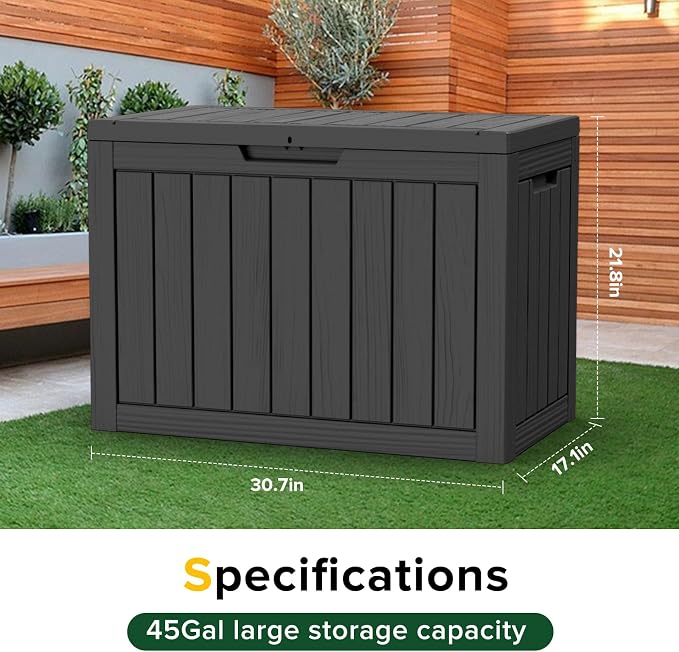 45 Gallon Outdoor Deck Box, Storage Lockable Waterproof Patio Furniture - Image 4