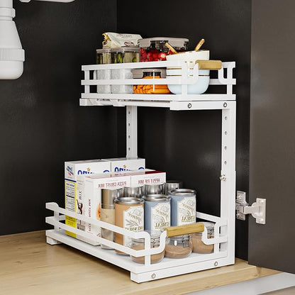 Under Sink Organizers and Storage, 2 Tier Slide Out Under Sink Organizers And by BXINREDA